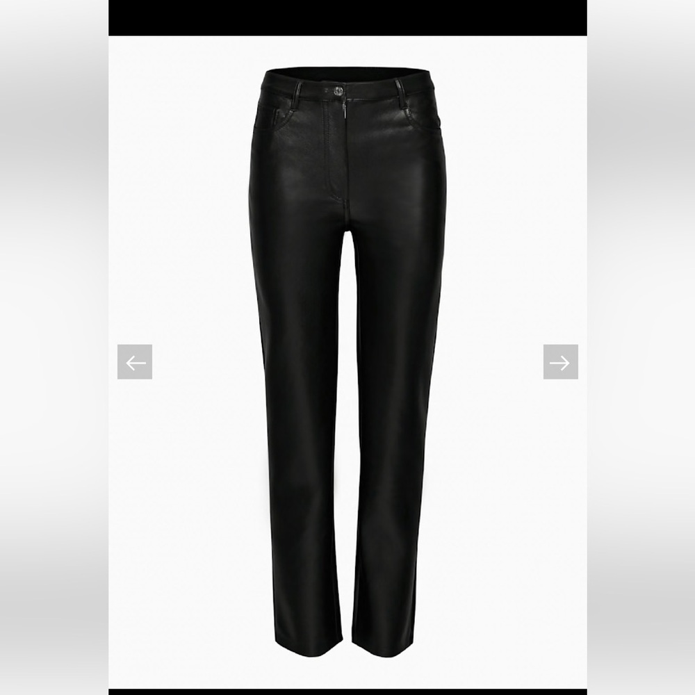 Wilfred Melina Black Vegan Leather Pants Size 2 Moto Biker Straight Leg - Picture 4 of 15